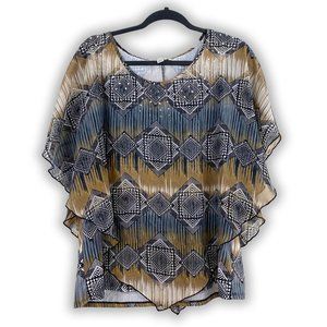 Studio Works Bedazzled Sheer Poncho Blouse XL